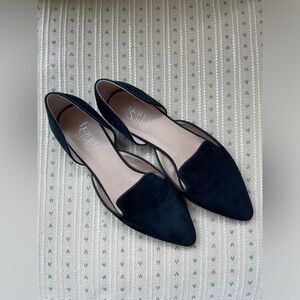 Franco Sarto Scarlett Black Suede Pointy Toe Flats